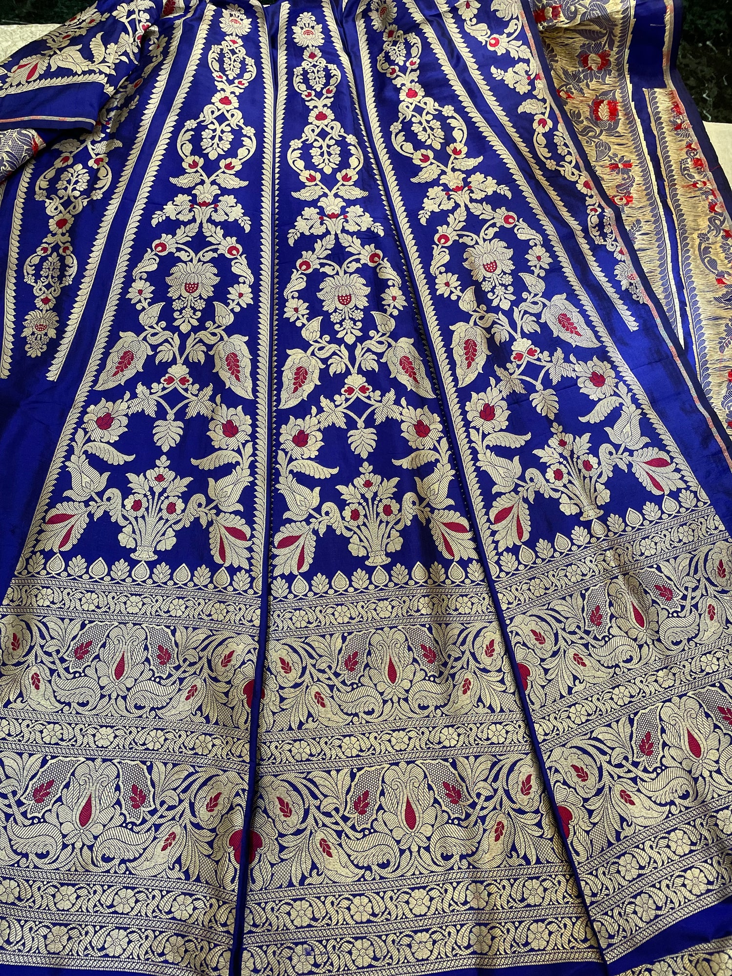 Chhavi Blue Handwoven Pure Silk Banarasi Lehenga