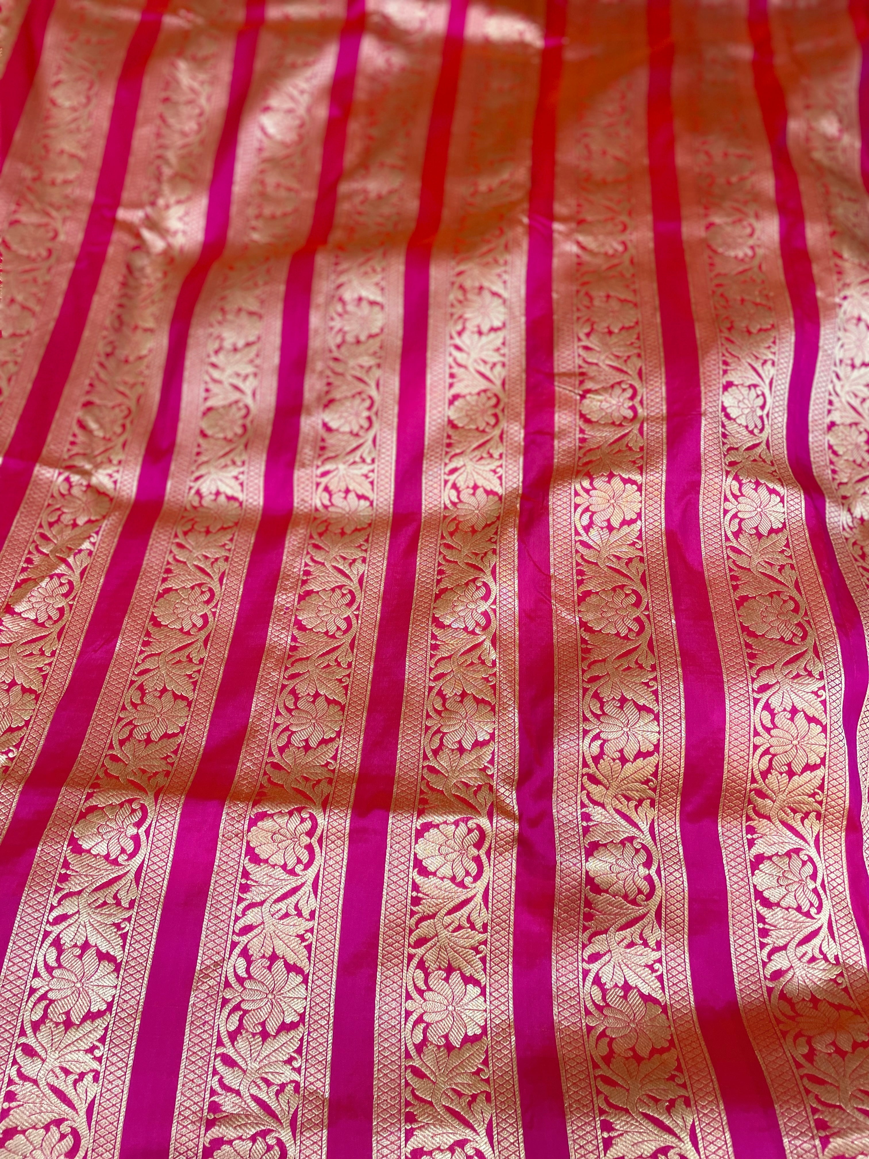 Chhavi Pink Handwoven Pure Silk Banarasi Lehenga