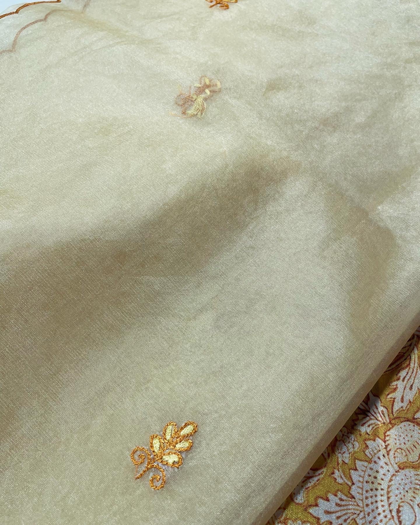 Unstitched Tussar Silk 3 Pc Suit Fabric