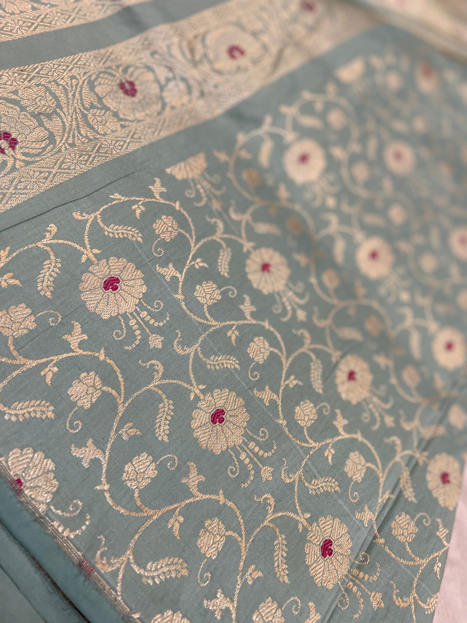 Mandala Pastel Handwoven Pure Silk Banarasi Meenakari Lehenga