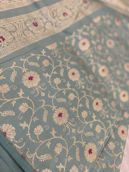 Mandala Pastel Handwoven Pure Silk Banarasi Meenakari Lehenga