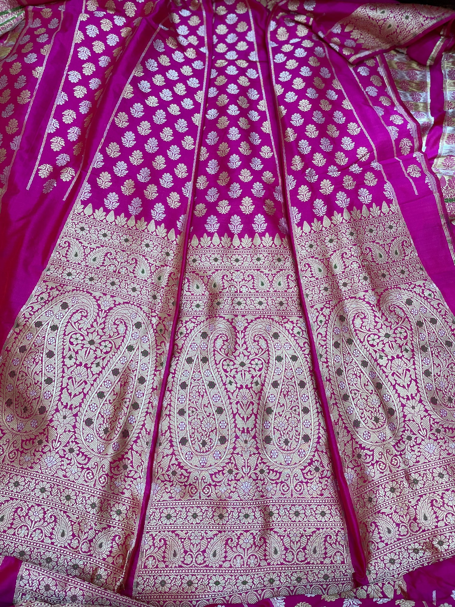 Rhea Pink Handwoven Pure Kataan Silk Banarasi Lehenga