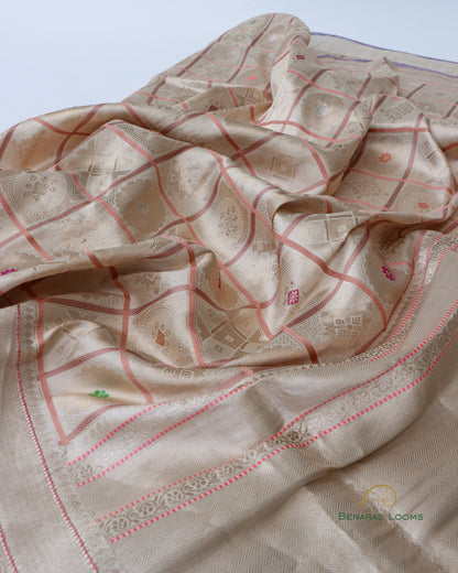 Cream Handwoven Pure Silk Banarasi Saree