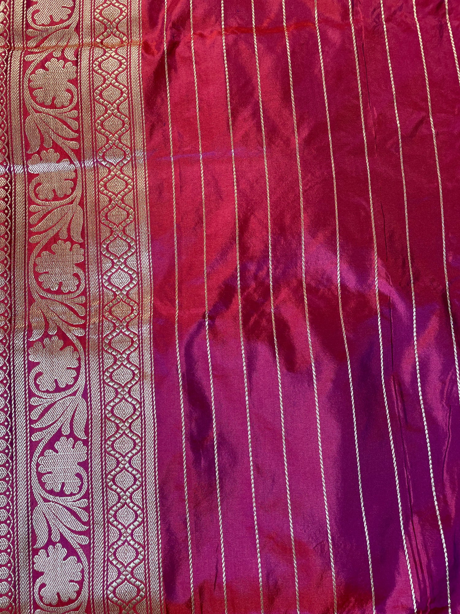Burgundy Handloom Pure Silk Kadhua Jangla Banarasi Saree
