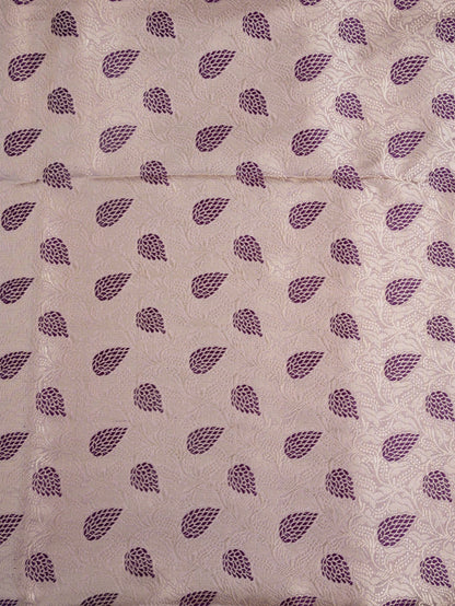 Beige Handwoven Meenakari Jangla Pure Silk Fabric