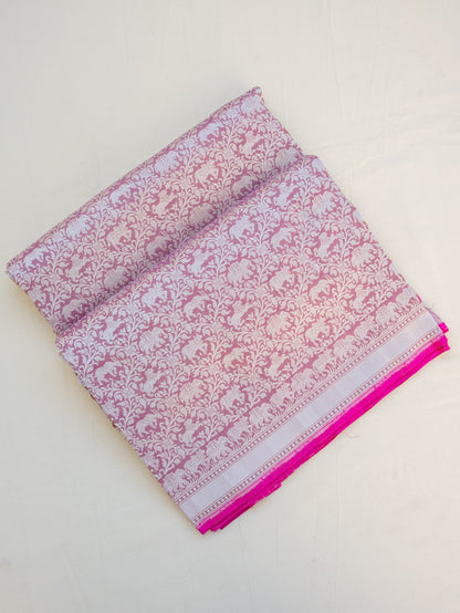 Pastel Handwoven Shikargah Pure Tissue Silk Banarasi Saree