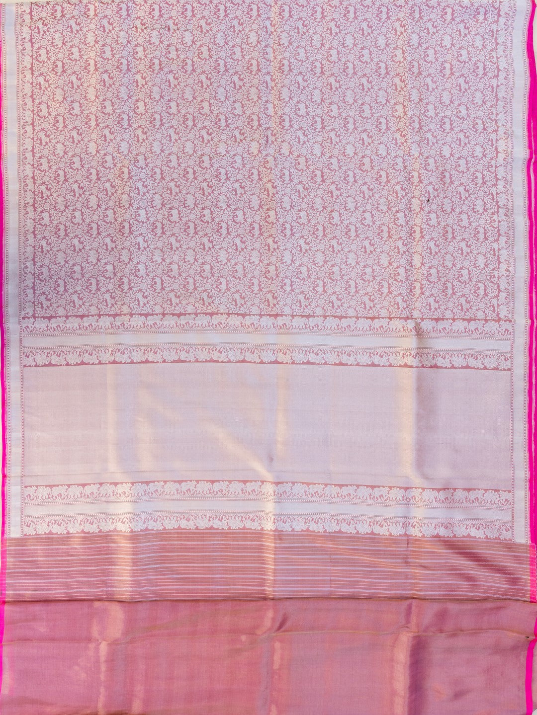 Pastel Handwoven Shikargah Pure Tissue Silk Banarasi Saree