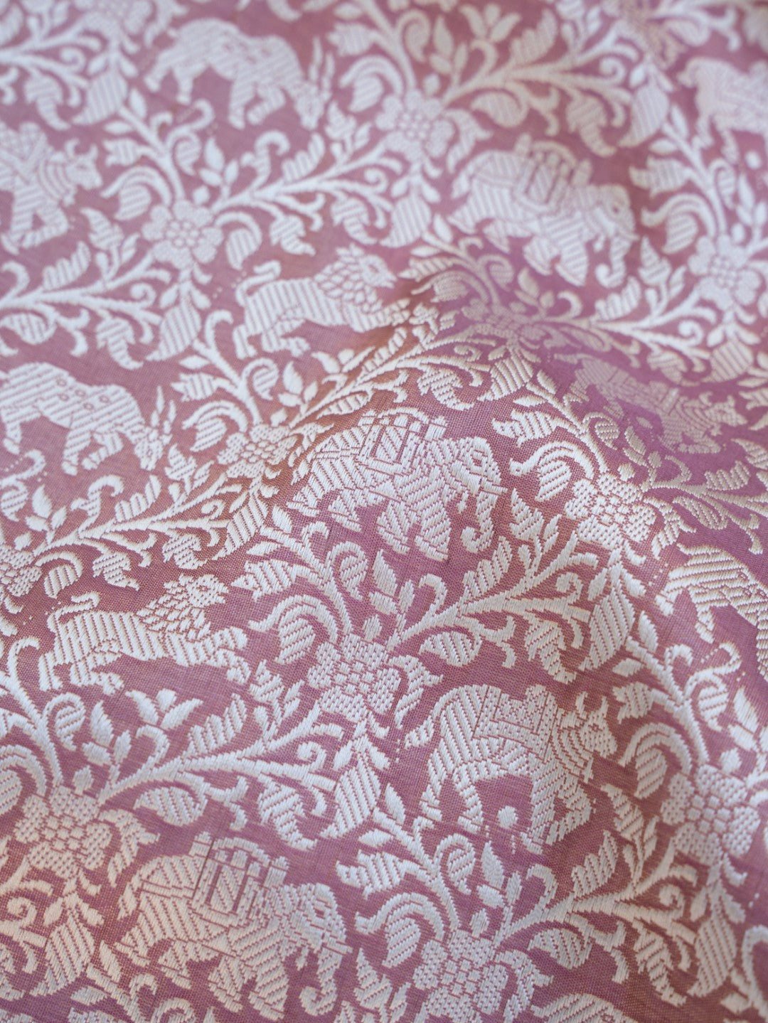 Pastel Handwoven Shikargah Pure Tissue Silk Banarasi Saree