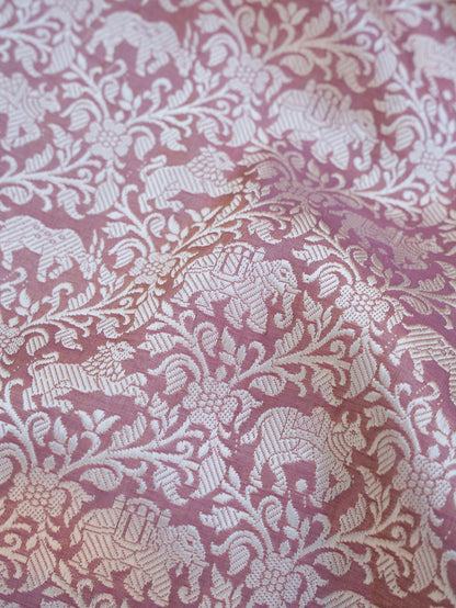 Pastel Handwoven Shikargah Pure Tissue Silk Banarasi Saree