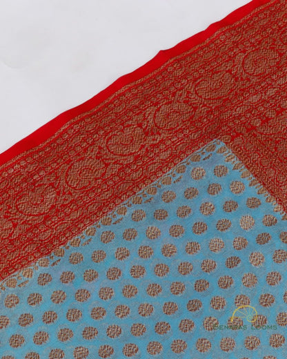 Blue Georgette Banarasi Buti Saree with Antique Zari