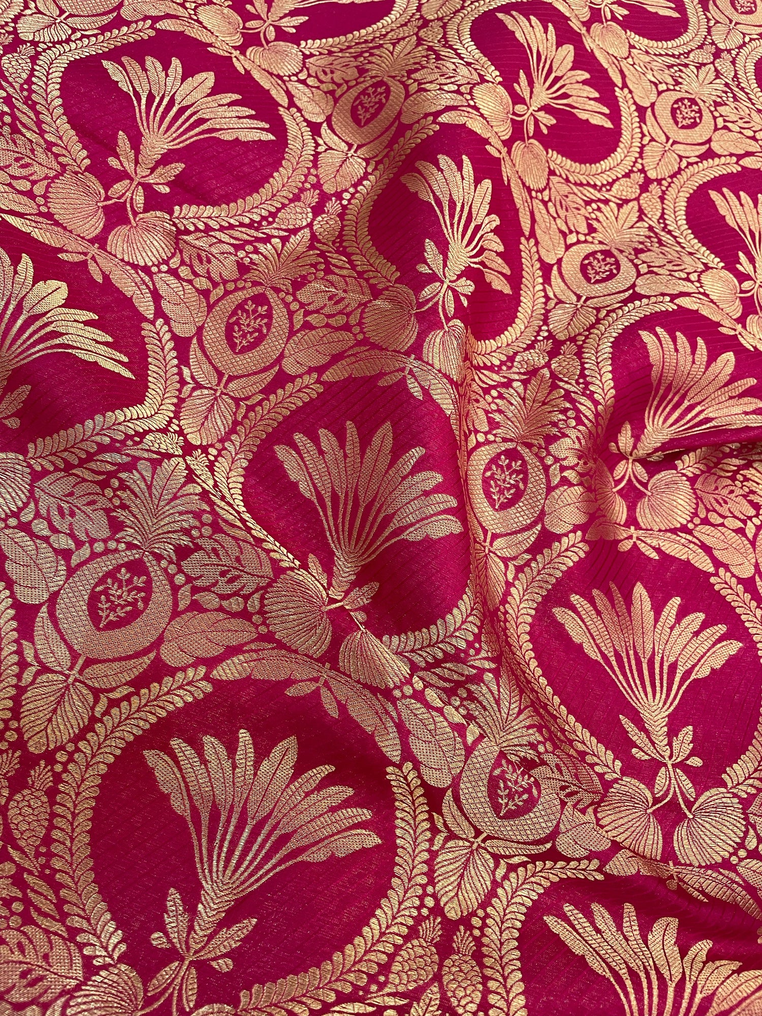 Pink Handwoven Pure Kataan Silk Banarasi Fabric