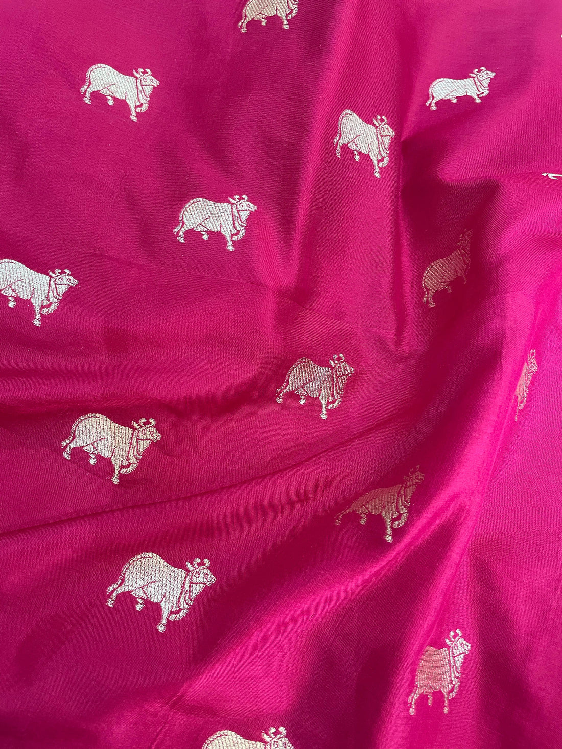 Pink Handwoven Kataan Silk Banarsi Fabric