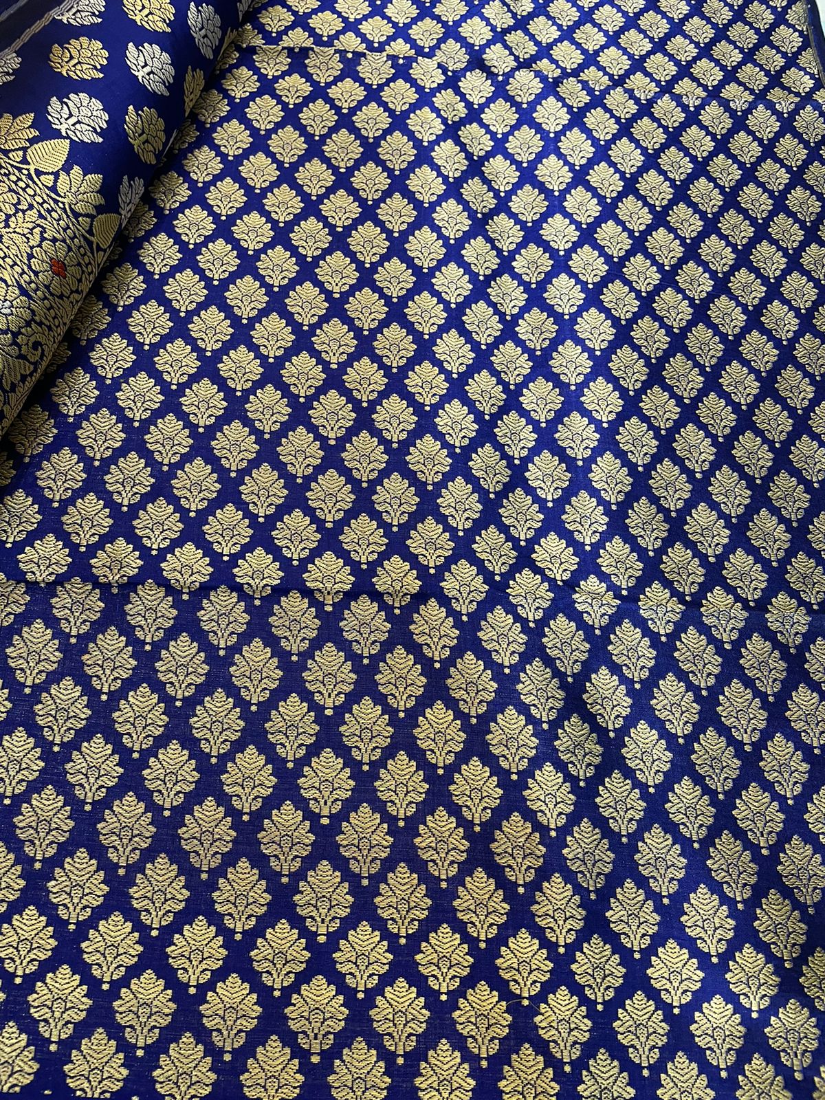 Rhea Blue Handwoven Pure Silk Banarasi Lehenga