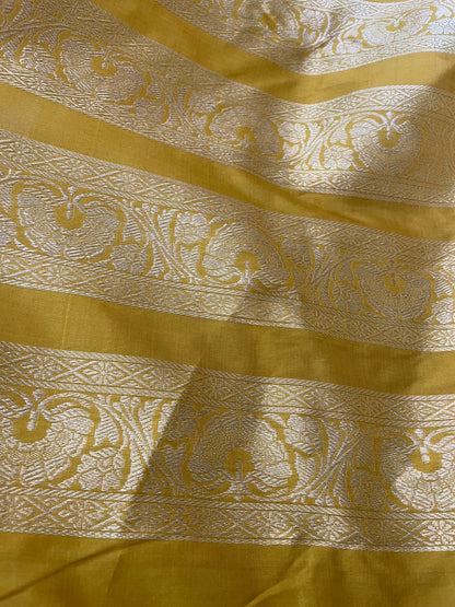 Mandala Yellow Handwoven Pure Silk Banarasi Lehenga