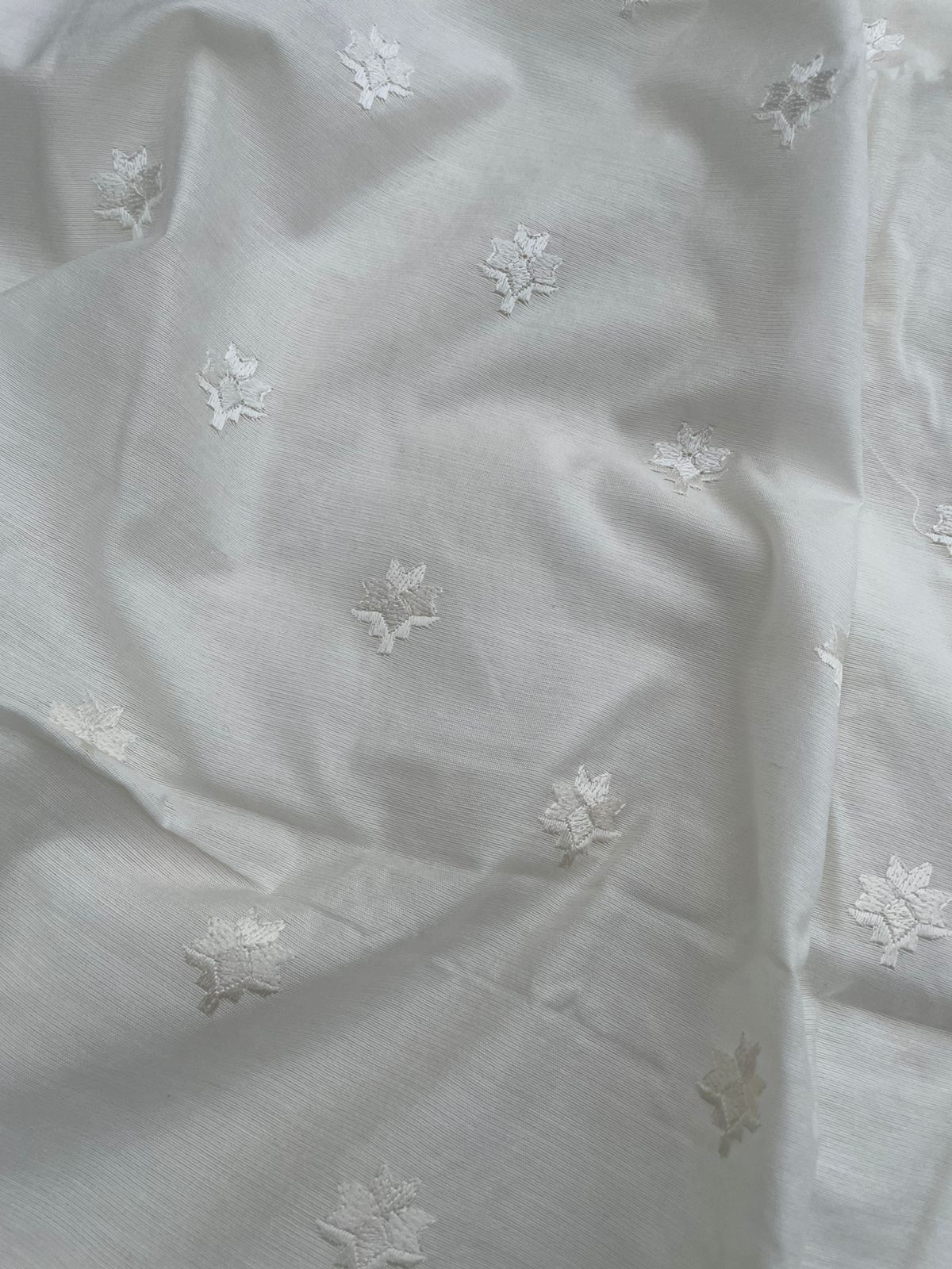 Embroidered Butidar White Banarasi Silk Fabric