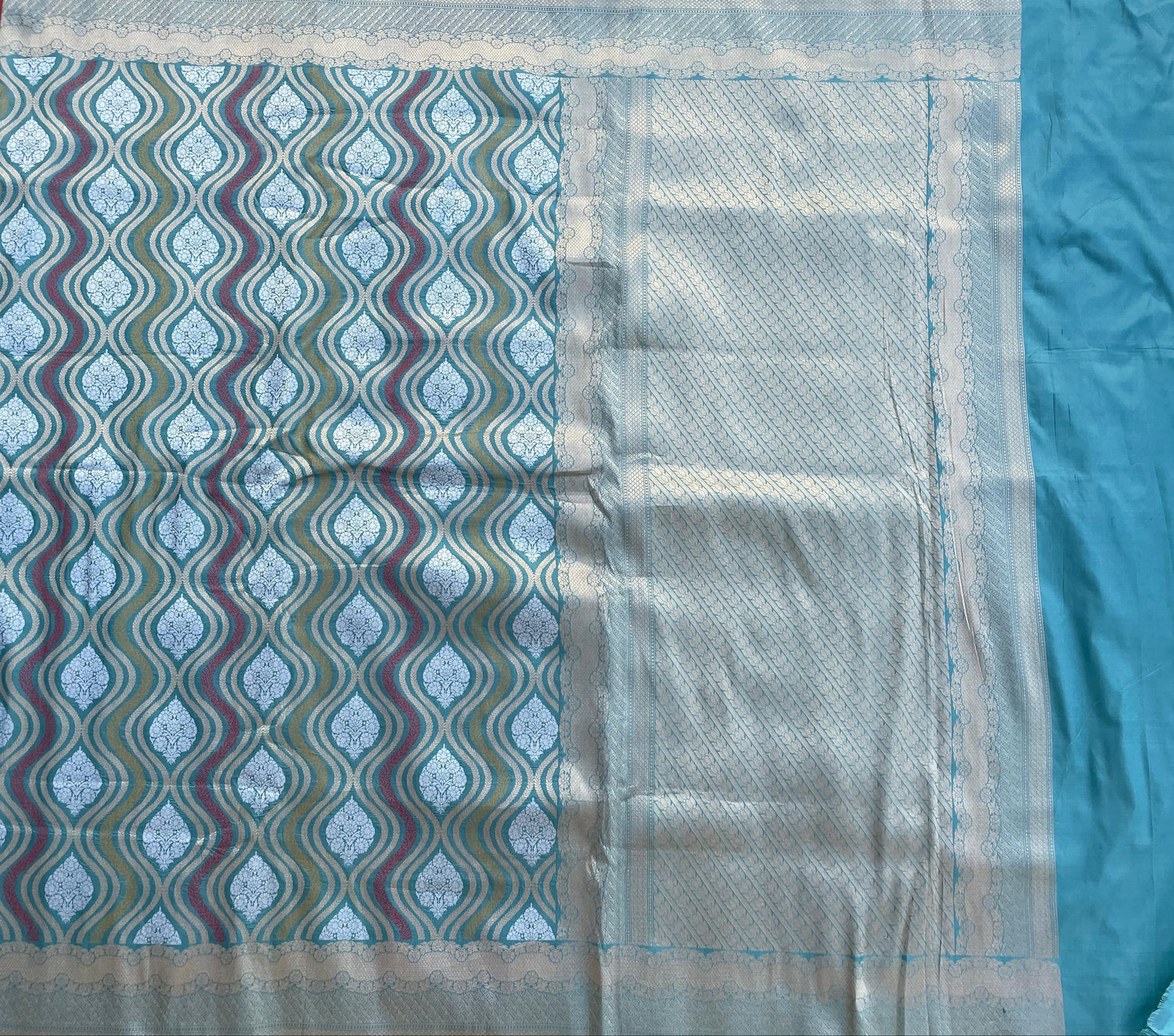 Light Blue Meenakari Handloom Banarasi Pure Silk Jangla Saree