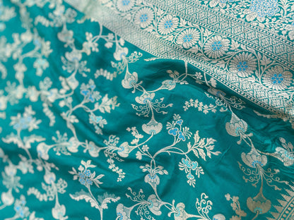 Green Handloom Banarasi Pure Silk Jangla Saree