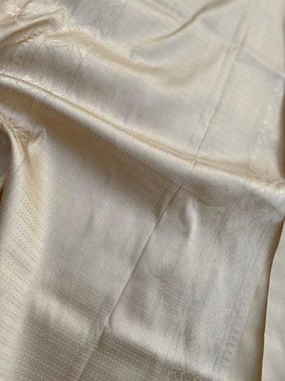 Beige Handloom Banarasi Pure Silk Kadhua Saree