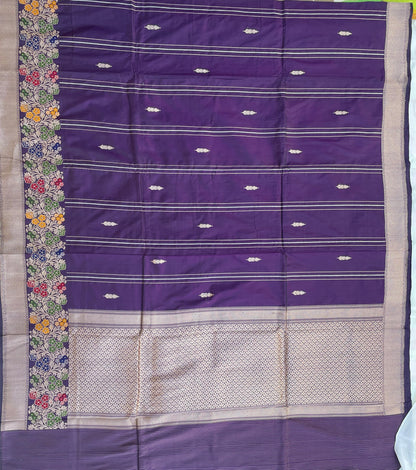 Purple Handloom Banarasi Pure Silk Kadhua Saree