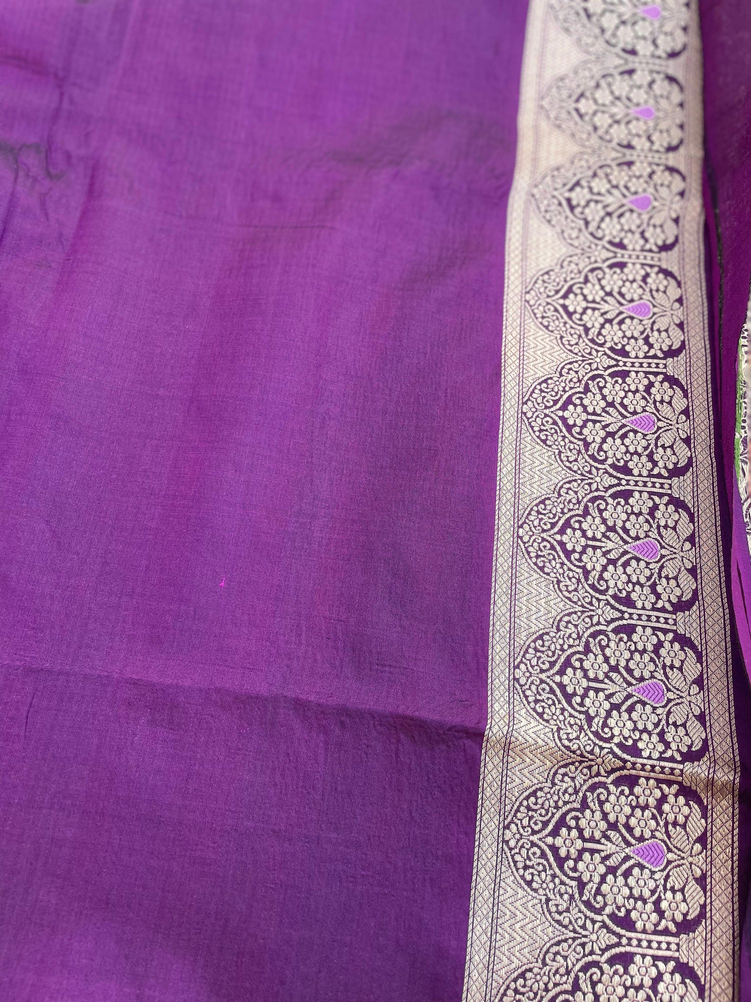 Purple Handloom Banarasi Pure Silk Minakari Jangla Saree