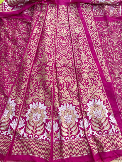 Pink Khaddi Georgette Banarasi Lehenga Panels