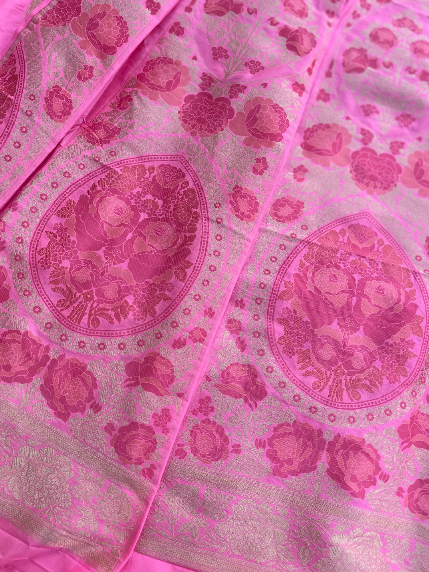 Pink Minakari Handwoven Pure Silk Banarasi Lehenga Panels
