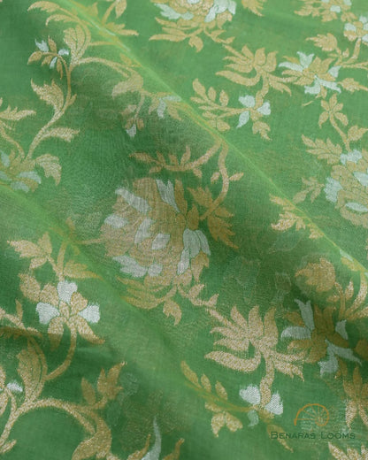 Green Handwoven Pure Cotton Jamdani Banarasi Unstitched Suit Set