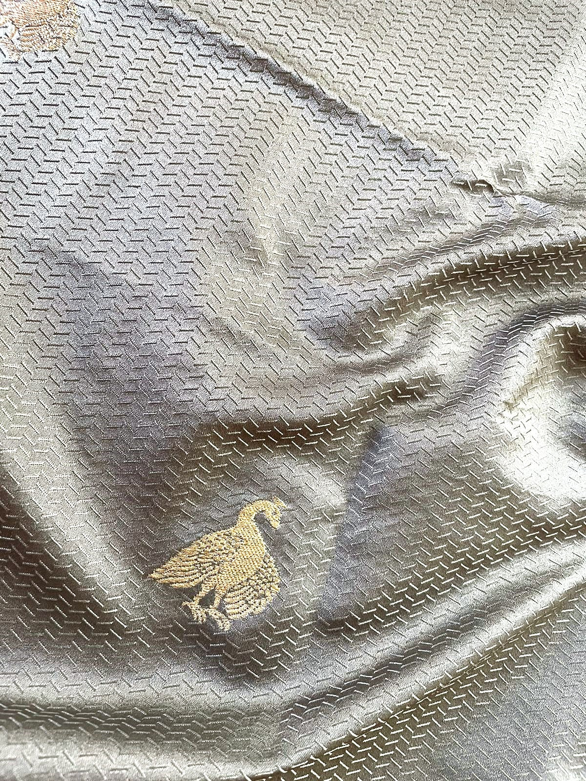 Grey Handwoven Pure Silk Fabric