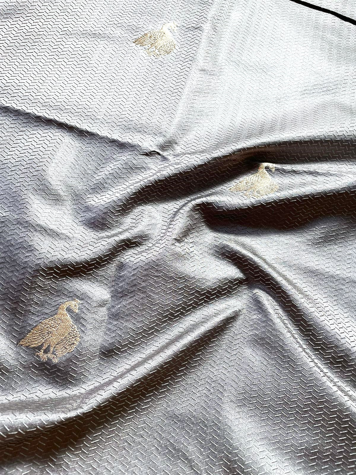 Grey Handwoven Pure Silk Fabric