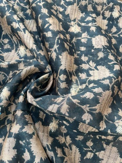 Green Digital Printed Chanderi Cotton Banarasi Suit Fabric
