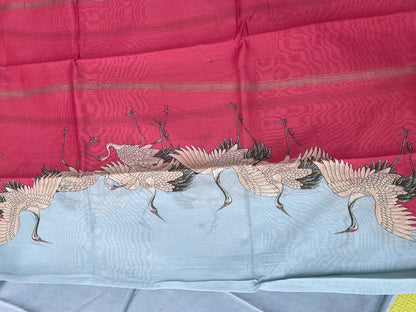 Sky Blue Digital Printed Chanderi Cotton Banarasi Suit Fabric