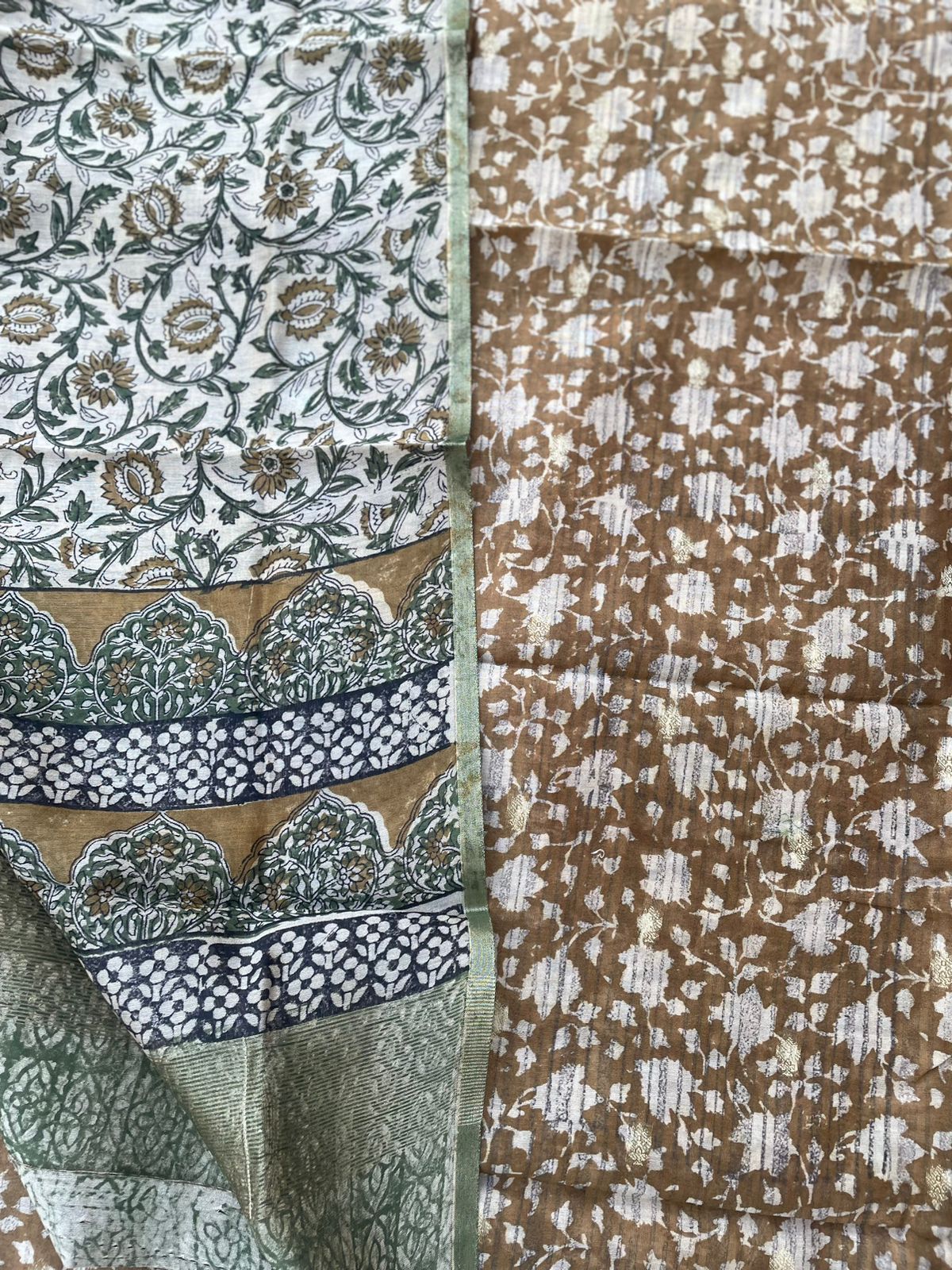 Mustard Digital Printed Chanderi Cotton Banarasi Suit Fabric