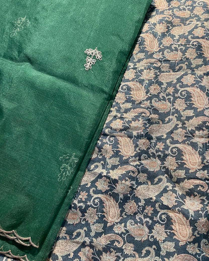 Unstitched Tussar Silk 3 Pc Digital Print Suit Fabric