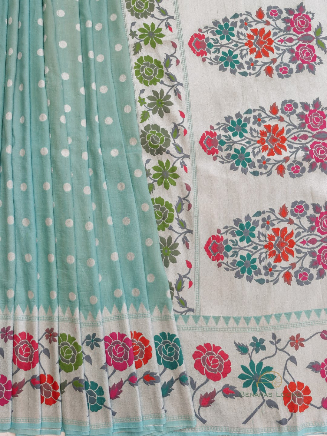 Sky Handloom Tussar Georgette Butidar Banarasi Saree