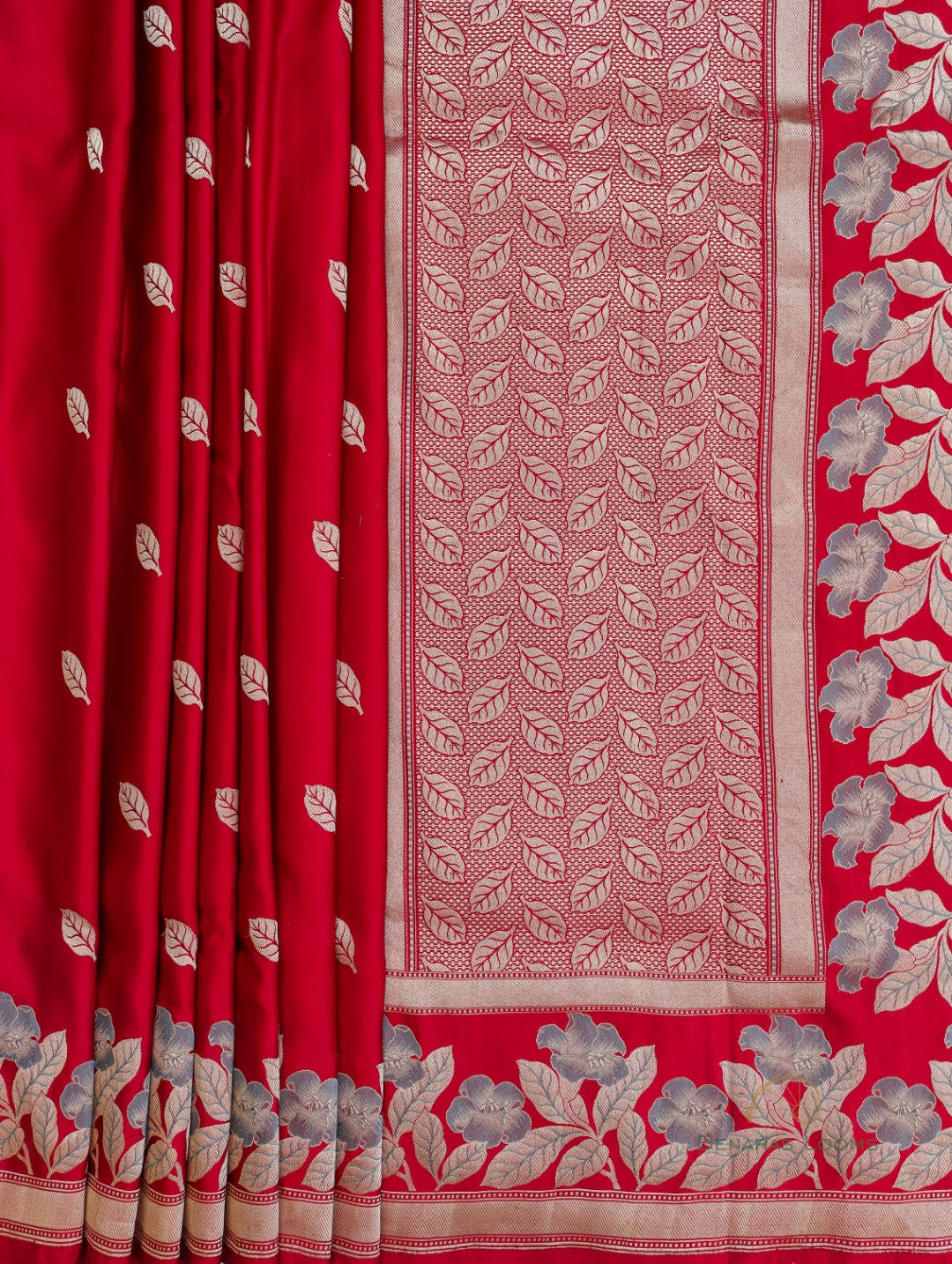 Red Handloom Satin Silk Kadhua Butidar Banarasi Saree