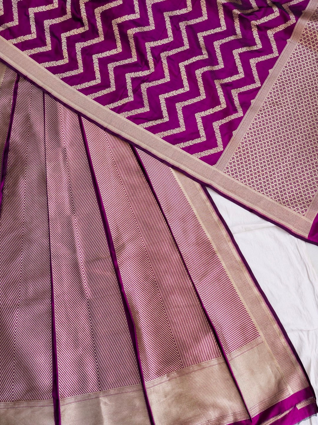 Medha Deep Plum Handwoven Pure Silk Banarasi Lehenga