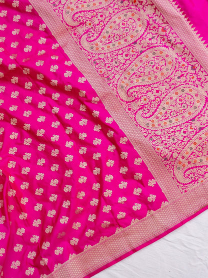 Pink Handwoven Banarasi Pure Silk Dupatta