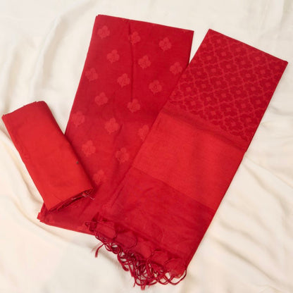 Red Banarasi Cotton Suit Set