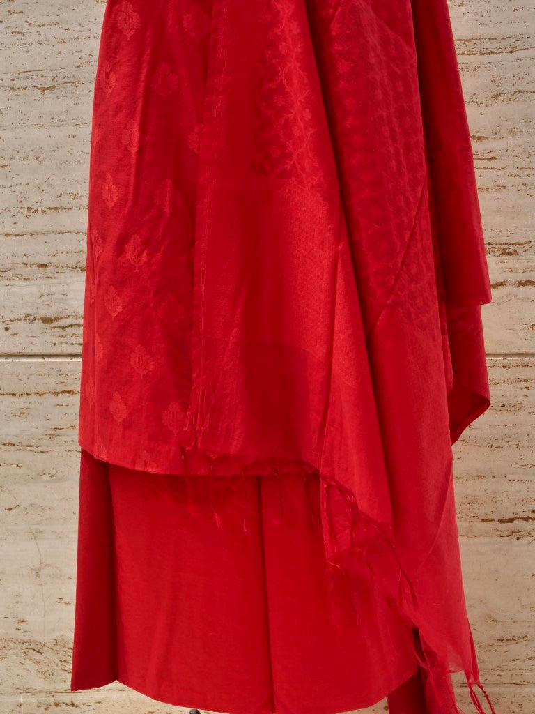 Red Banarasi Cotton Suit Set