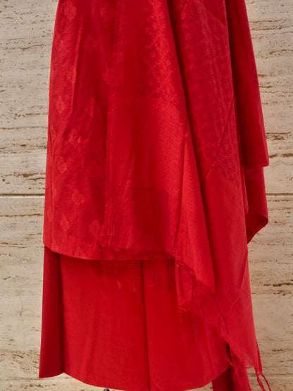 Red Banarasi Cotton Suit Set