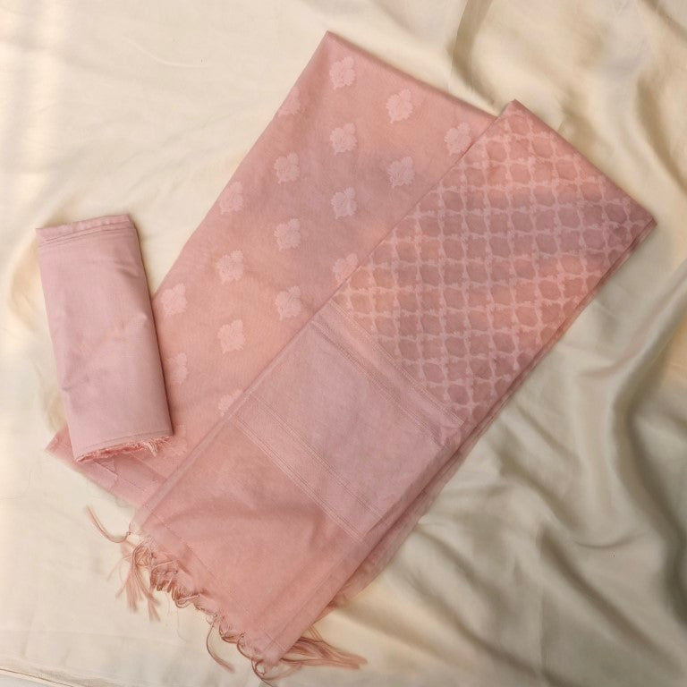 Pink Banarasi Cotton Suit Set