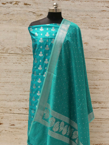 Blue Banarasi Chiniya Silk Suit Set