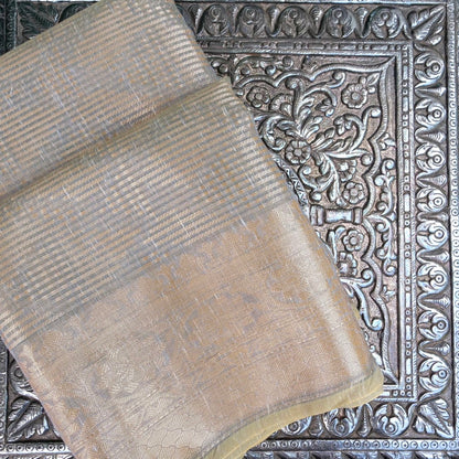 Linen Grey Woven Banarasi Saree with Skirt Border