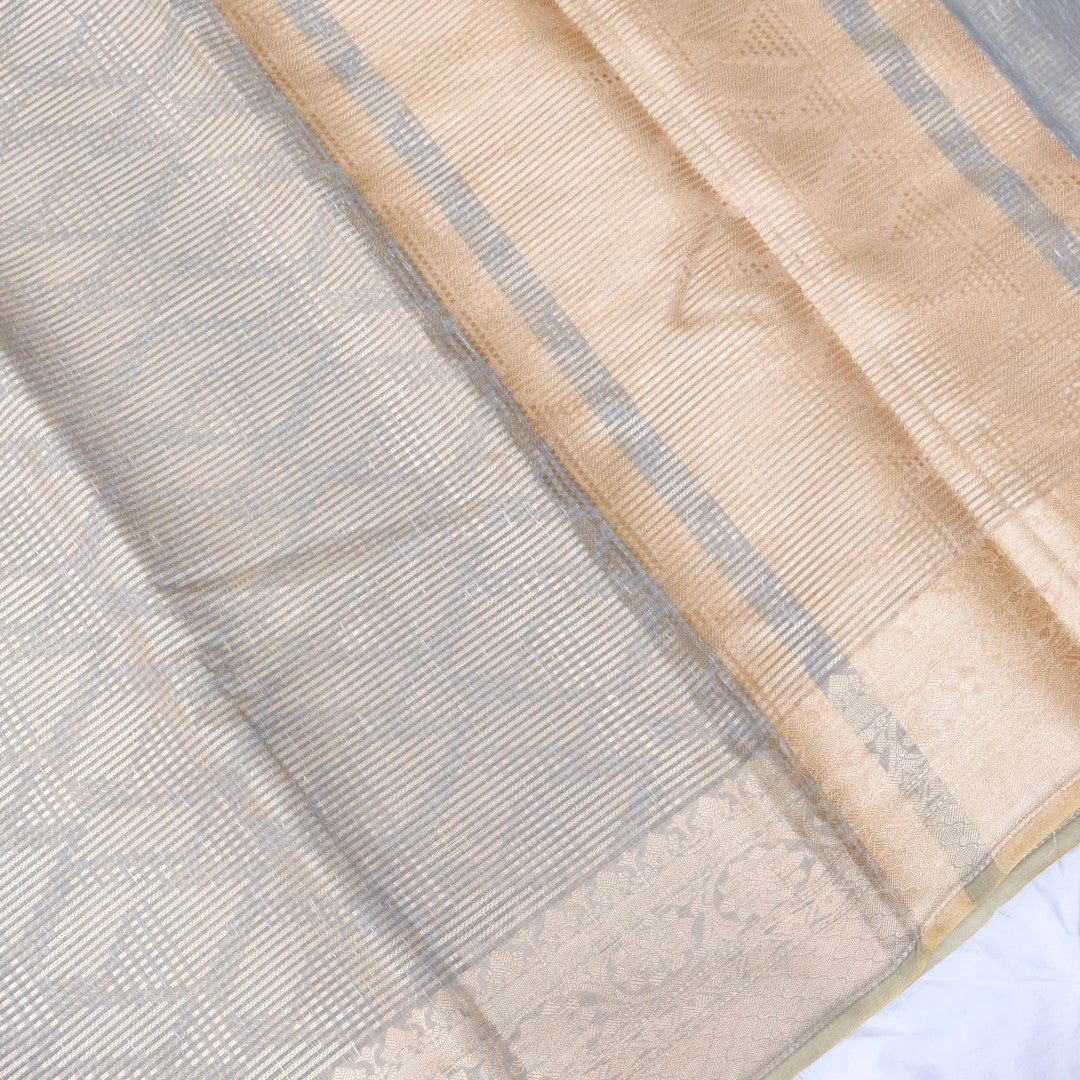 Linen Grey Woven Banarasi Saree with Skirt Border