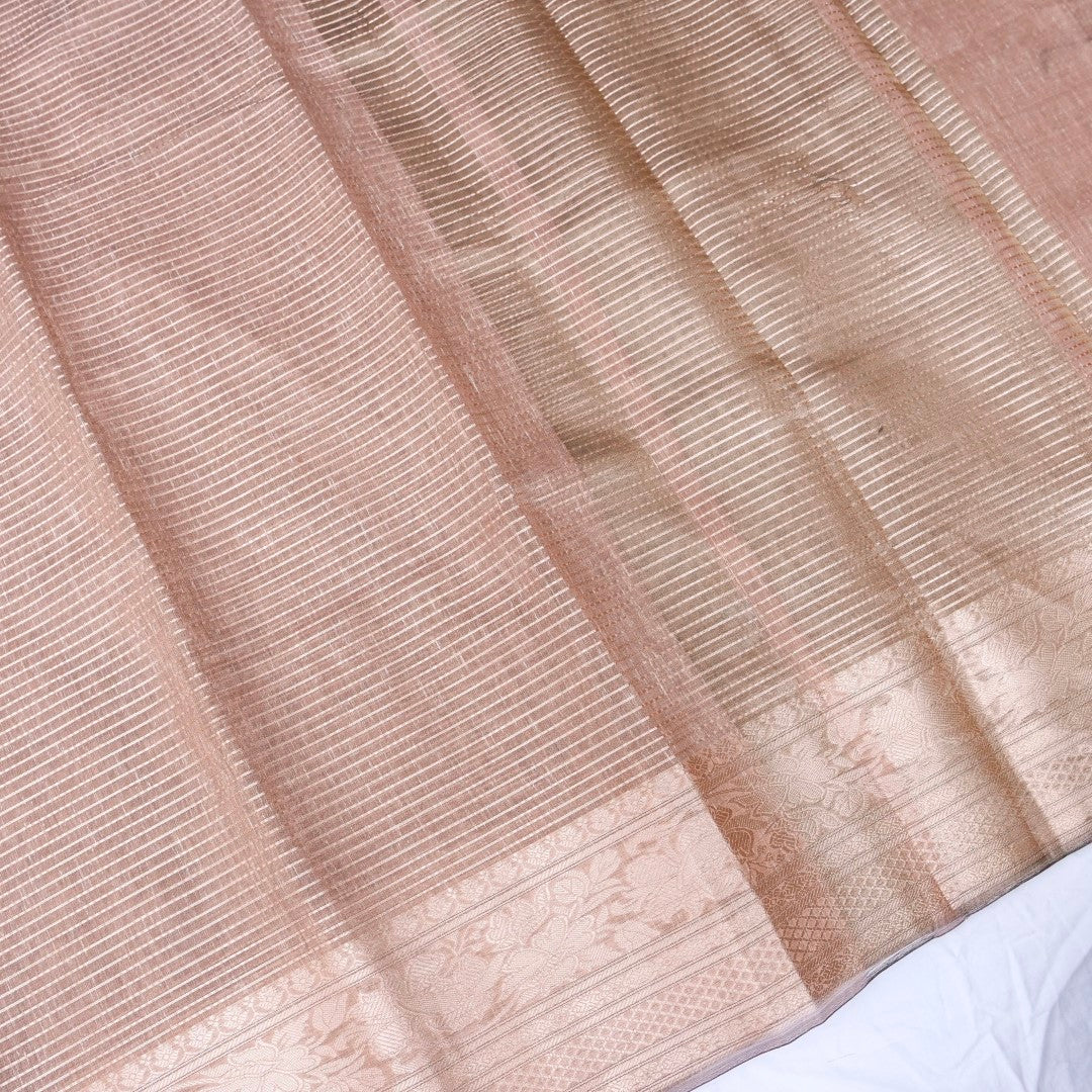 Linen Beige Woven Banarasi Saree with Skirt Border