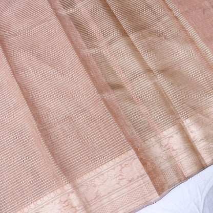 Linen Beige Woven Banarasi Saree with Skirt Border