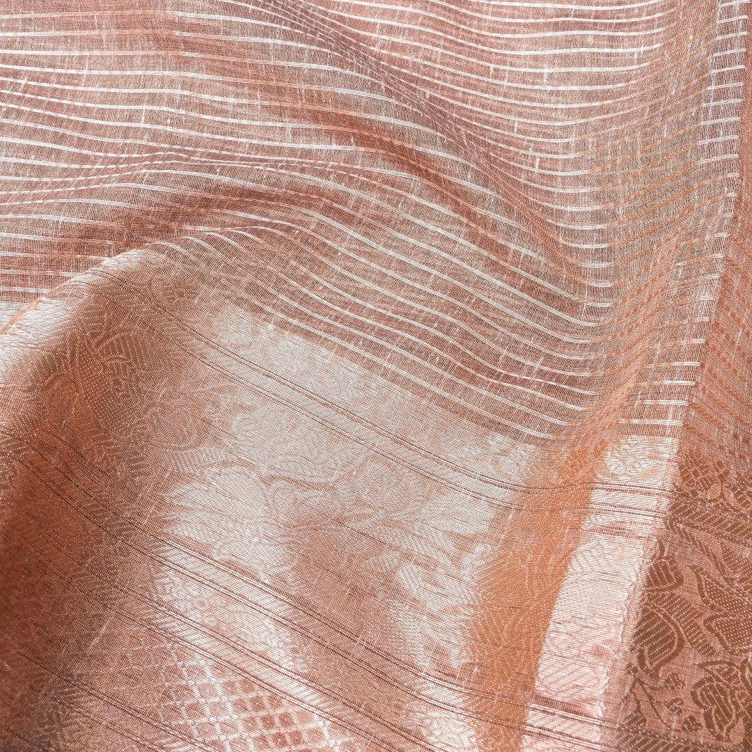 Linen Beige Woven Banarasi Saree with Skirt Border