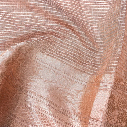 Linen Beige Woven Banarasi Saree with Skirt Border