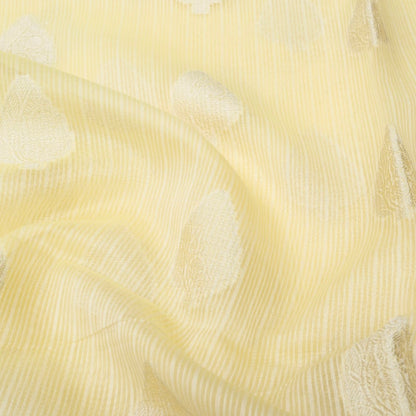 Kota Cotton Lemon Yellow Buta Woven Banarasi Saree with Paithani Border