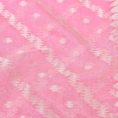 Light Pink Cotton Adha Jaal Pattern Woven Banarasi Saree